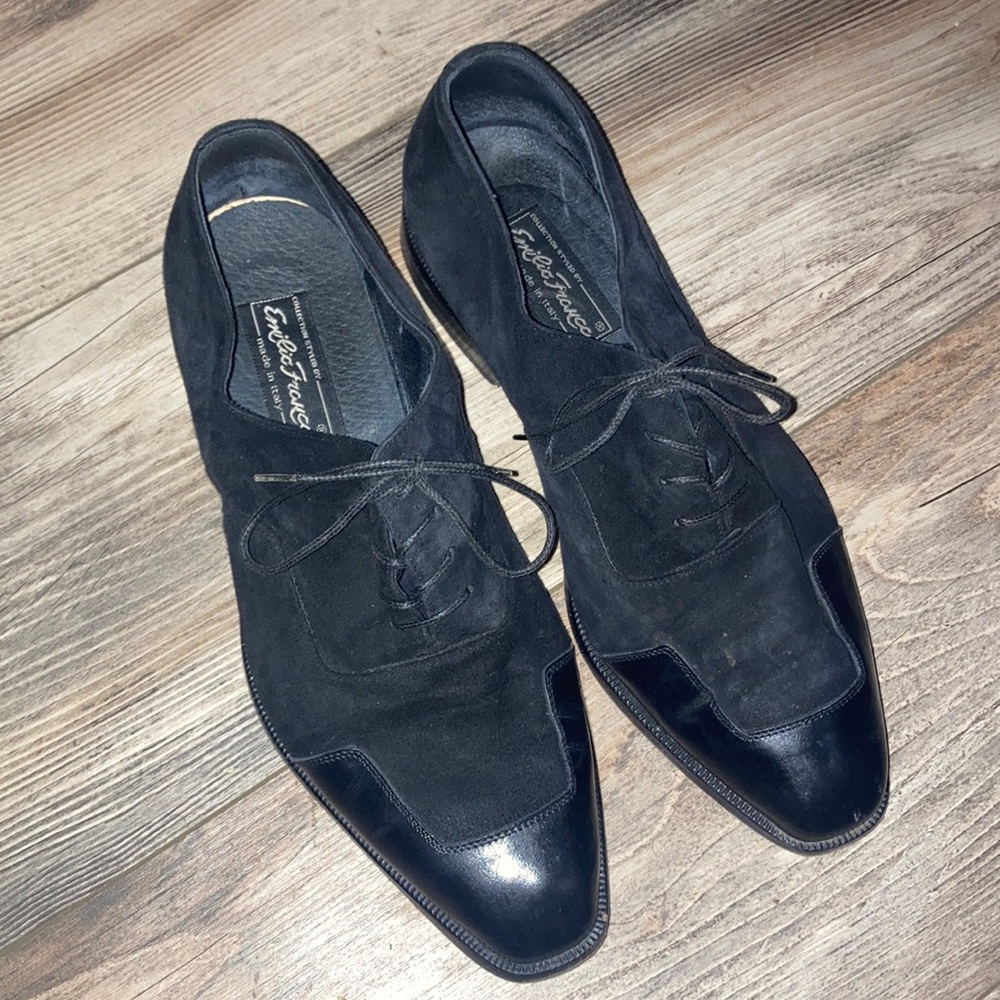 Emilio Franco Men’s Suede Oxford Leather Square Tip Dress Shoe Size 9